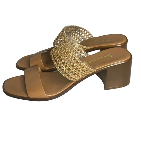 Toscanella Women’s Size 8 Gaucho Sandals Slides Raffia Chunky Heel Italy NEW - Picture 8 of 12